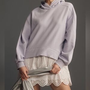 Anthropologie NWT $158 Pilcro Lavender Hoodie Dress White Eyelet Purple S Boho